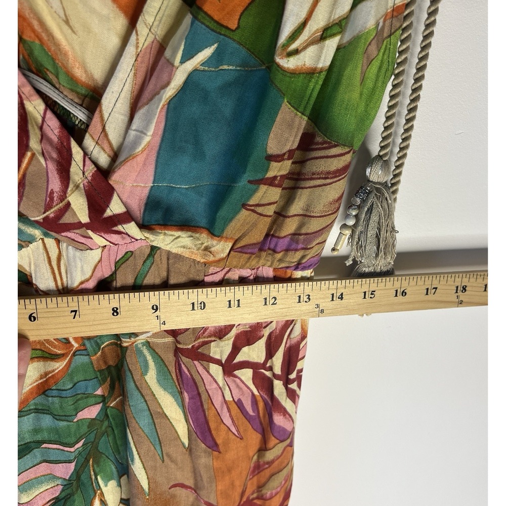 True Destinations‎ Women Tropical Midi Dress M Resort Wear Beach Travel Beads - Picture 10 of 11